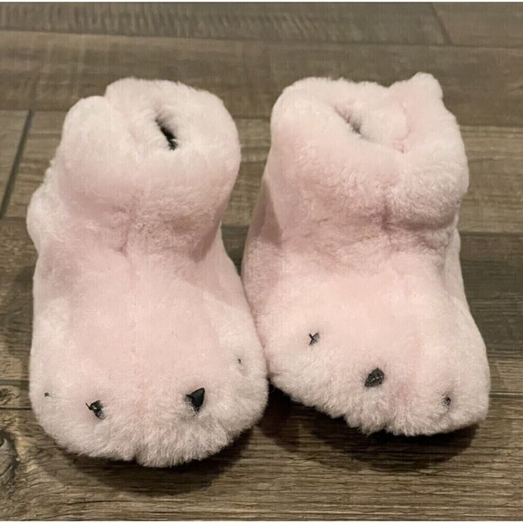 Sorel Cozy Faux Fur Bear Paw Slippers Girls Dusty Pink Size 3 Baby - Picture 5 of 10